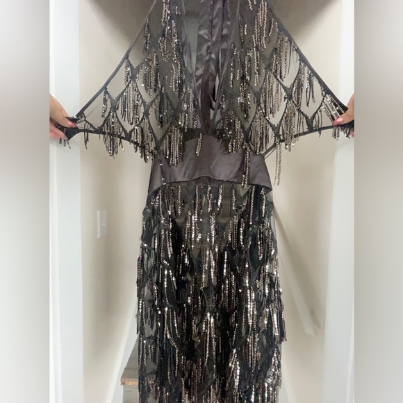 Fashion nova. Black sequin, sheer. VIP Status Dress. Size 3x. Warn once. - Picture 3 of 7